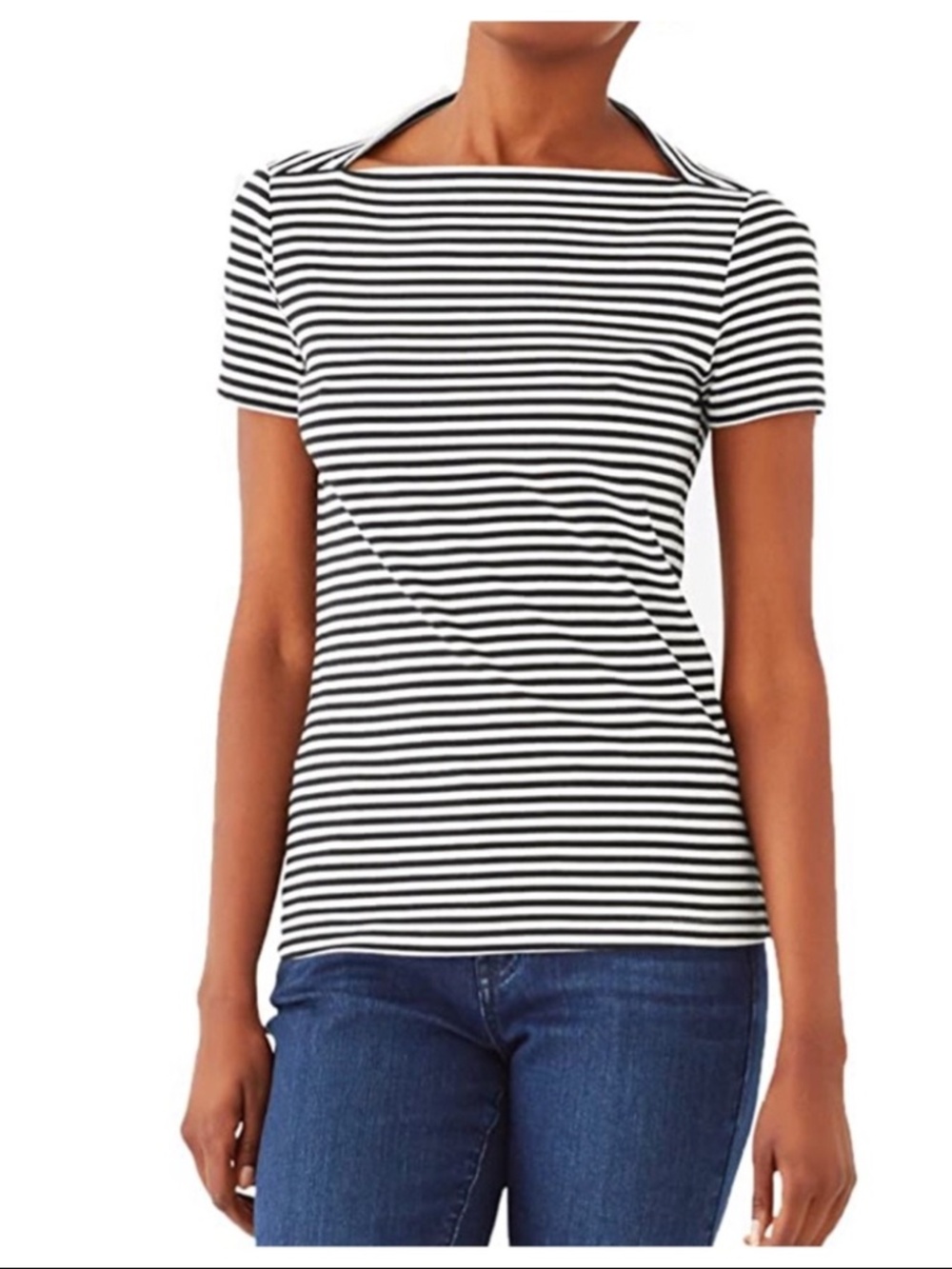 KATE SPADE Saturday Women's Striped Slip Neck Tee - Size Small
